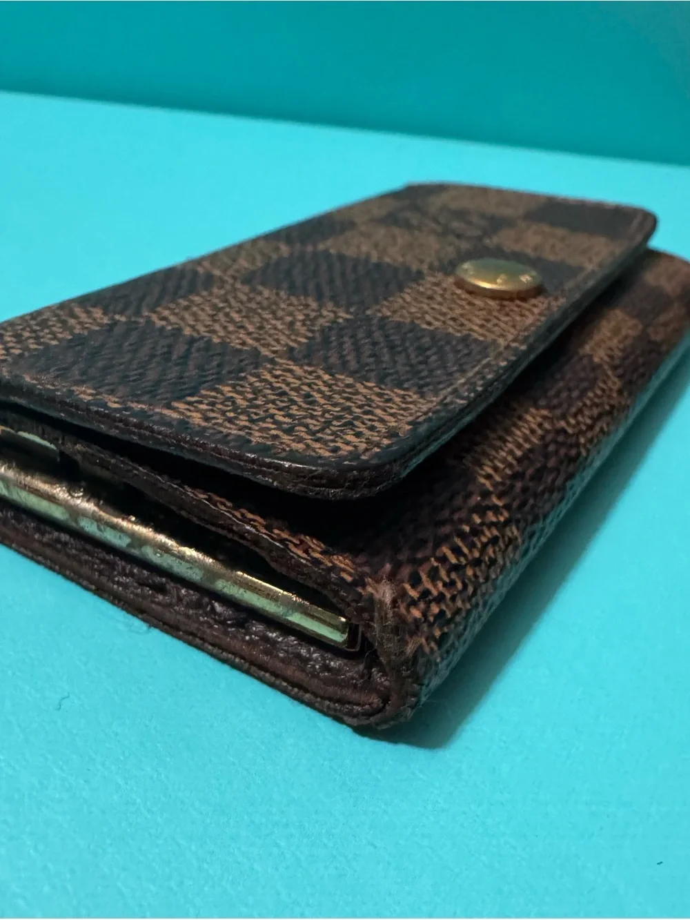 Louis Vuitton Brown Damier Ebene Card & 4 Key Holder with Brass Snap